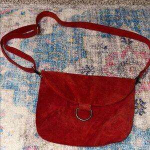 Al's attire Handmade San Francisco Red Suede Crossbody like new $289